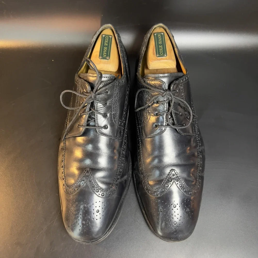 Cole Haan Wingtip‎ Oxford Black Leather Dress Shoes Mens 9.5